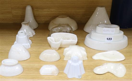 A collection of ceramic jelly moulds